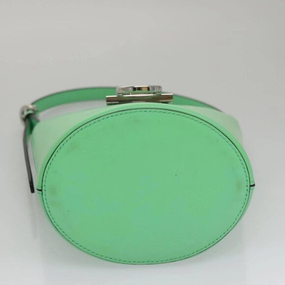 Salvatore Ferragamo Gancini Shoulder Bag Leather Green Silver Auth 107228AV - Picture 8 of 15